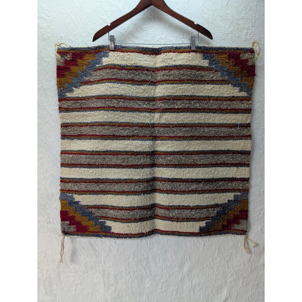 ANTIQUE AUTHENTIC NAVAJO NATIVE AMERICAN INDIAN BLANKET SADDLE 30"X30" Chevron